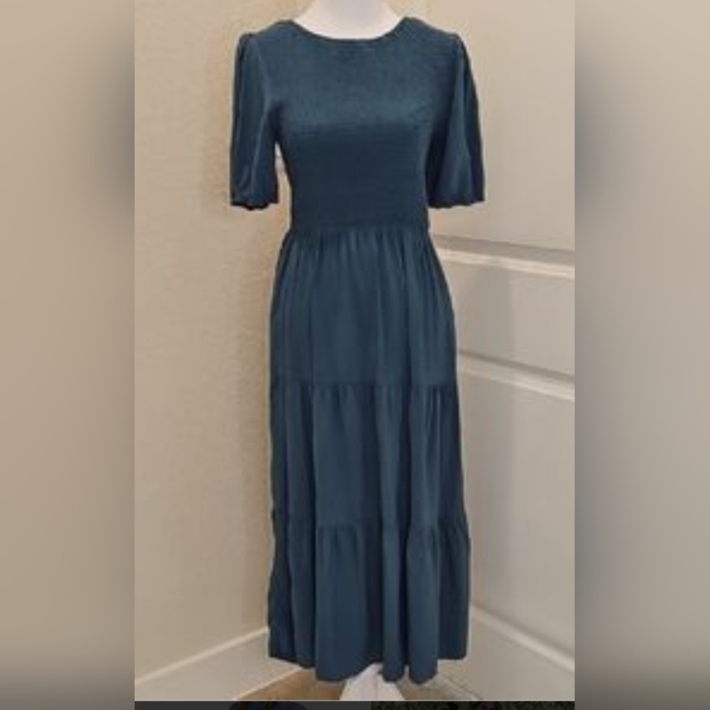 Chic Teal Long Sleeve Dress